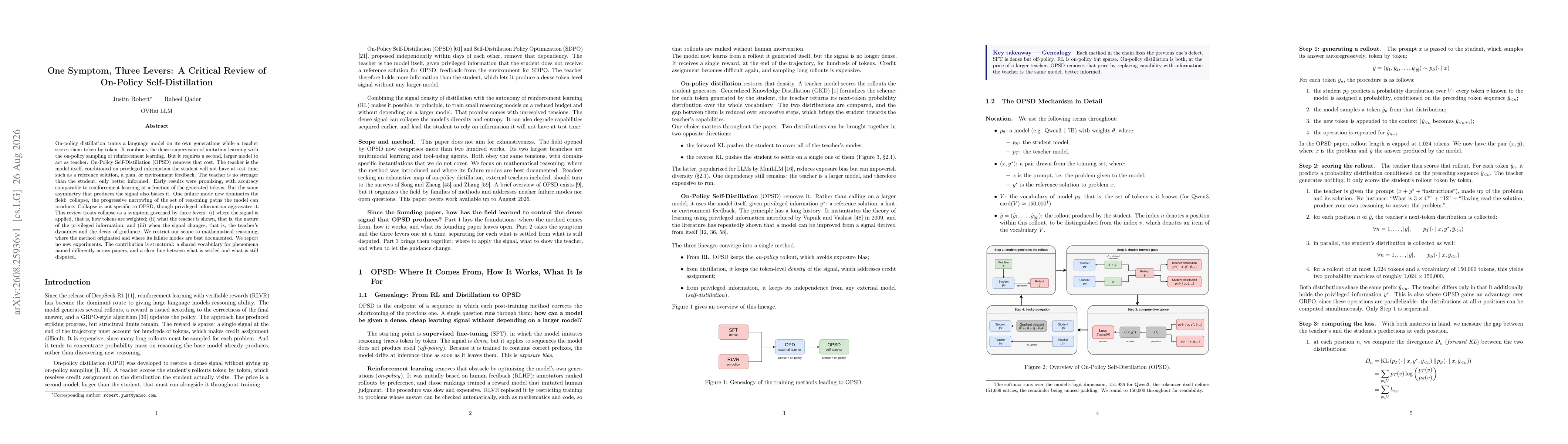 Thumbnail for One Symptom, Three Levers: A Critical Review of On-Policy Self-Distillation