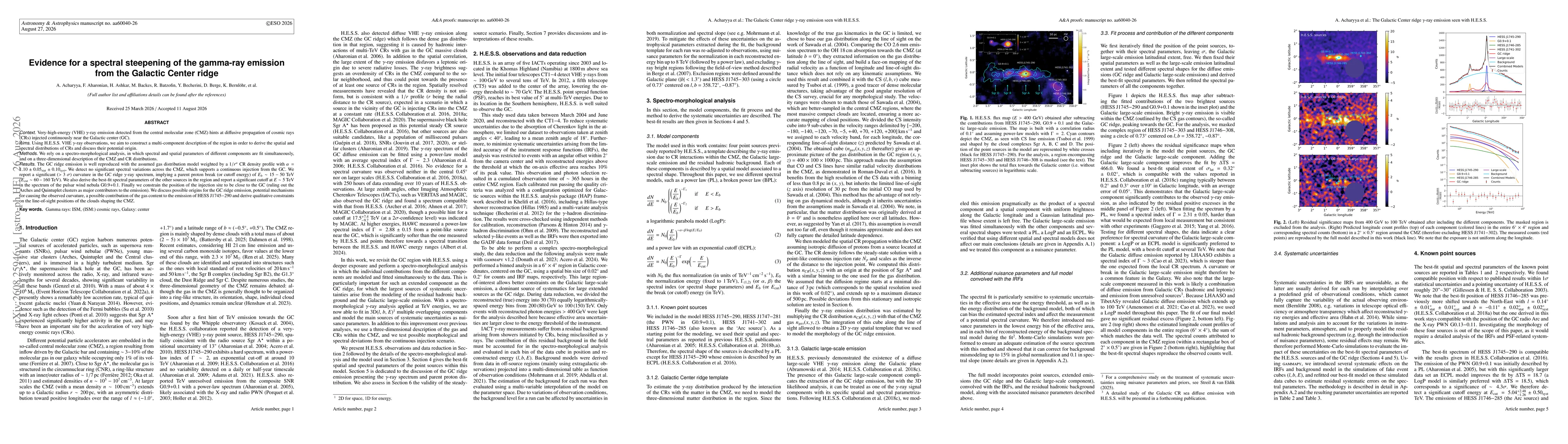 Thumbnail for Evidence for a spectral steepening of the gamma-ray emission from the Galactic Center ridge