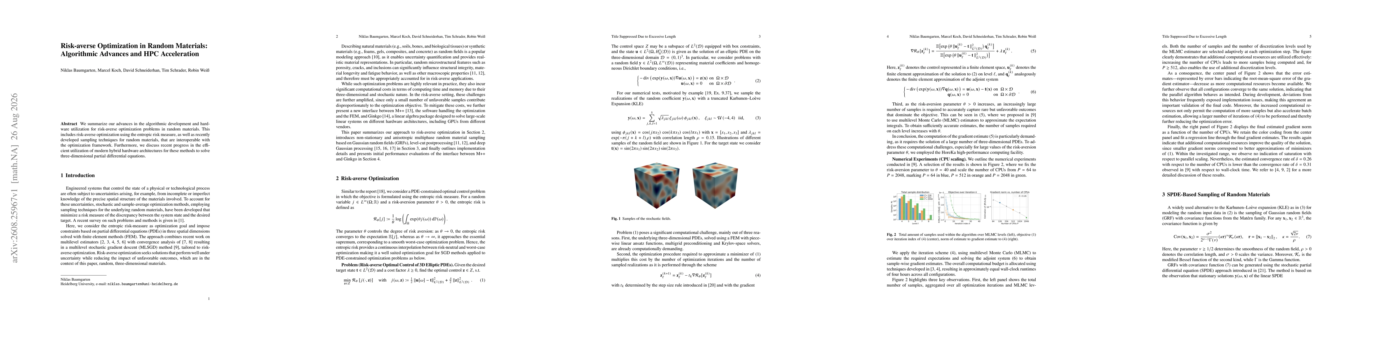 Thumbnail for Risk-averse Optimization in Random Materials: Algorithmic Advances and HPC Acceleration