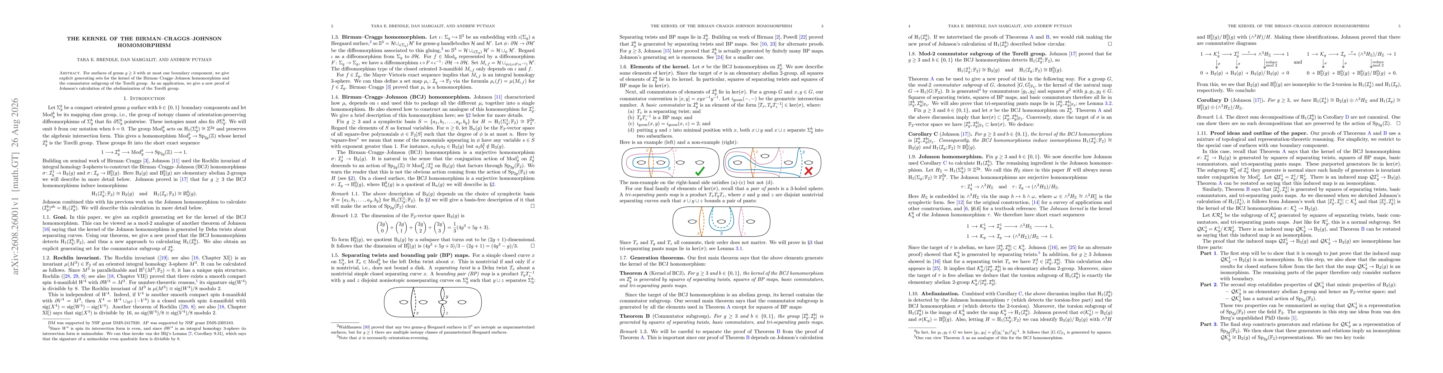 Thumbnail for The kernel of the Birman-Craggs-Johnson homomorphism