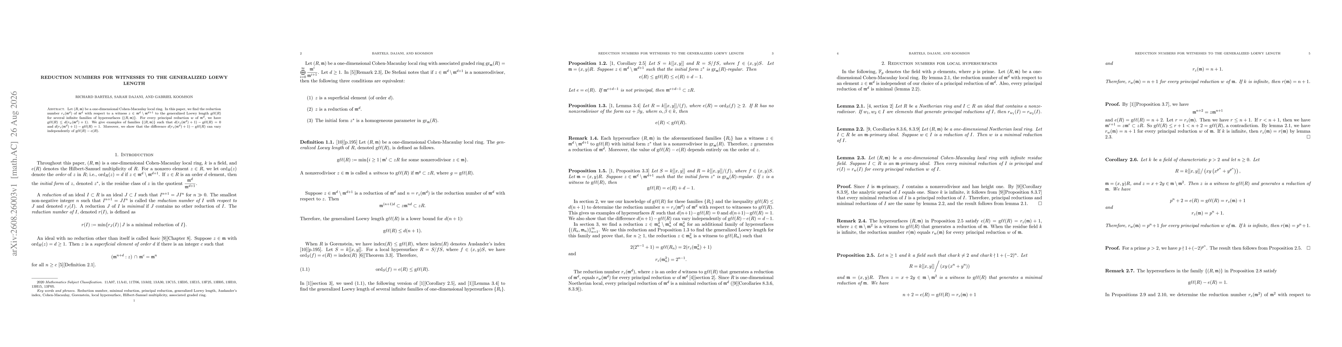 Thumbnail for Reduction numbers for witnesses to the generalized Loewy length
