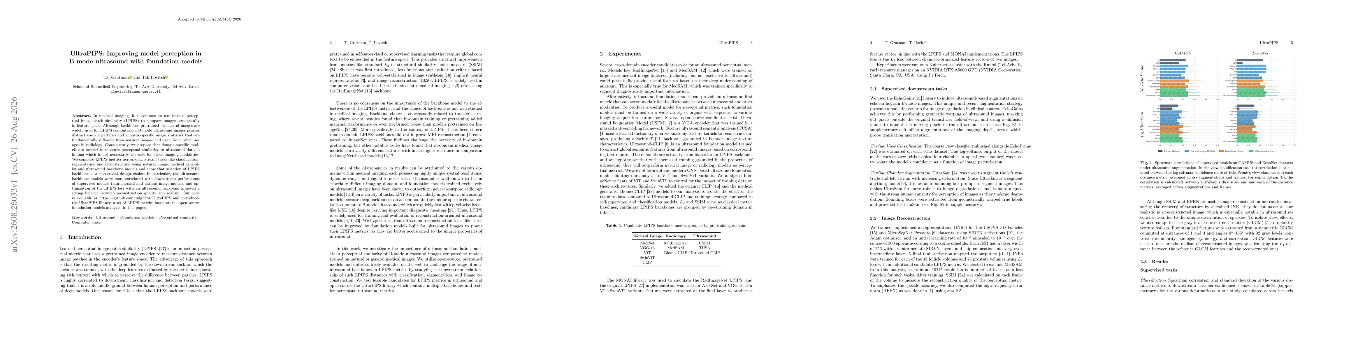 Thumbnail for UltraPIPS: Improving model perception in B-mode ultrasound with foundation models