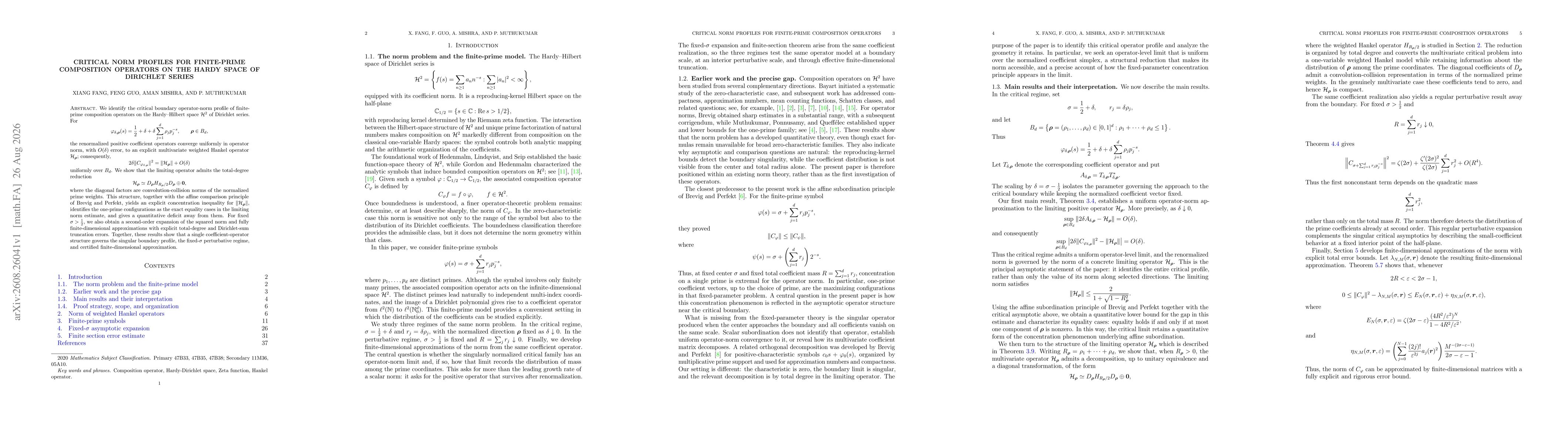 Thumbnail for Critical Norm Profiles for Finite-Prime Composition Operators on the Hardy Space of Dirichlet Series