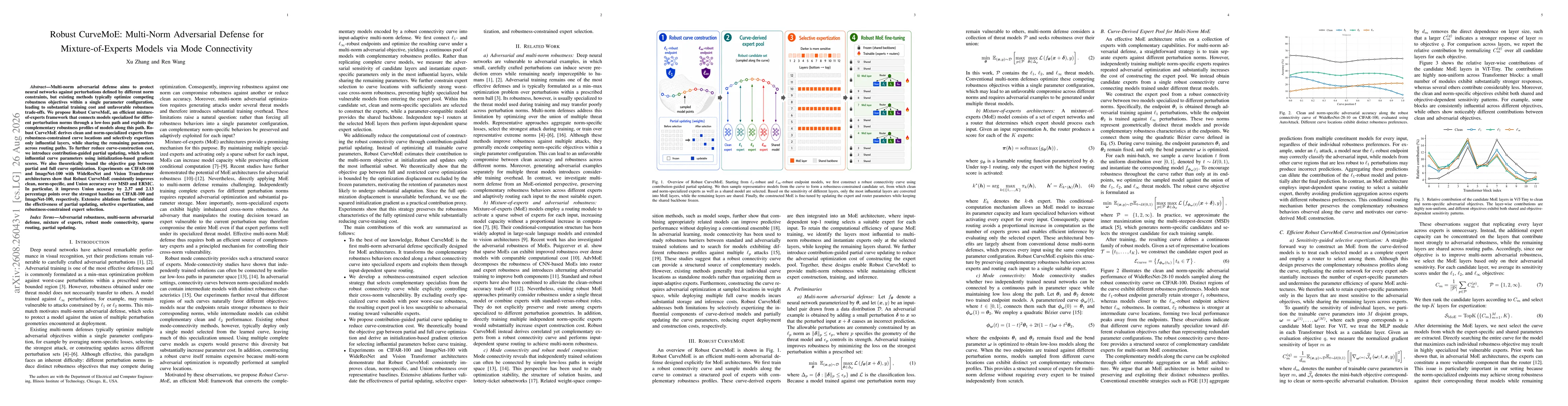 Thumbnail for Robust CurveMoE: Multi-Norm Adversarial Defense for Mixture-of-Experts Models via Mode Connectivity