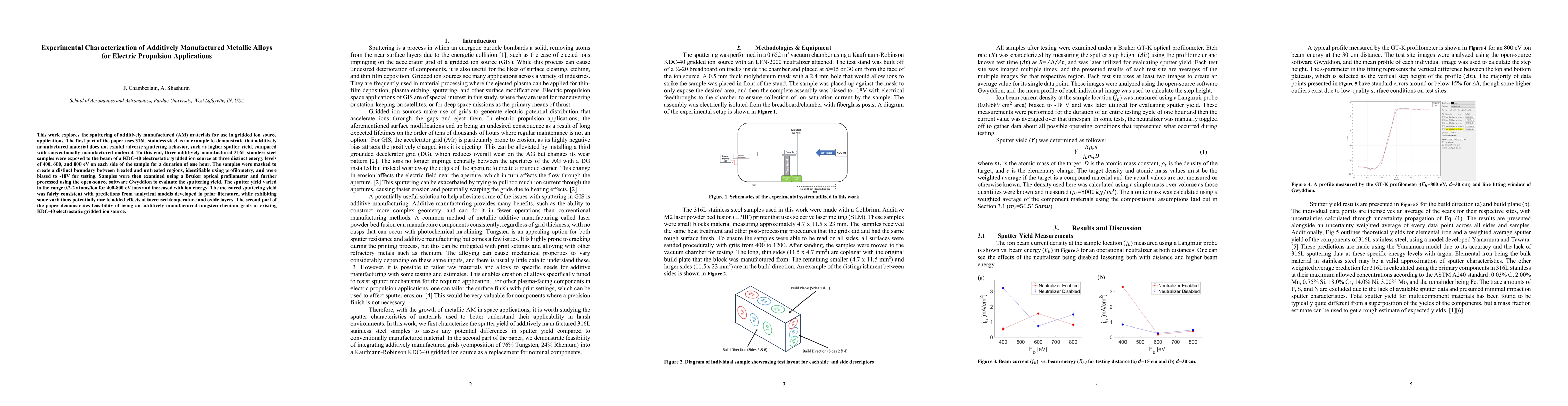 Thumbnail for Experimental Characterization of Additively Manufactured Metallic Alloys for Electric Propulsion Applications