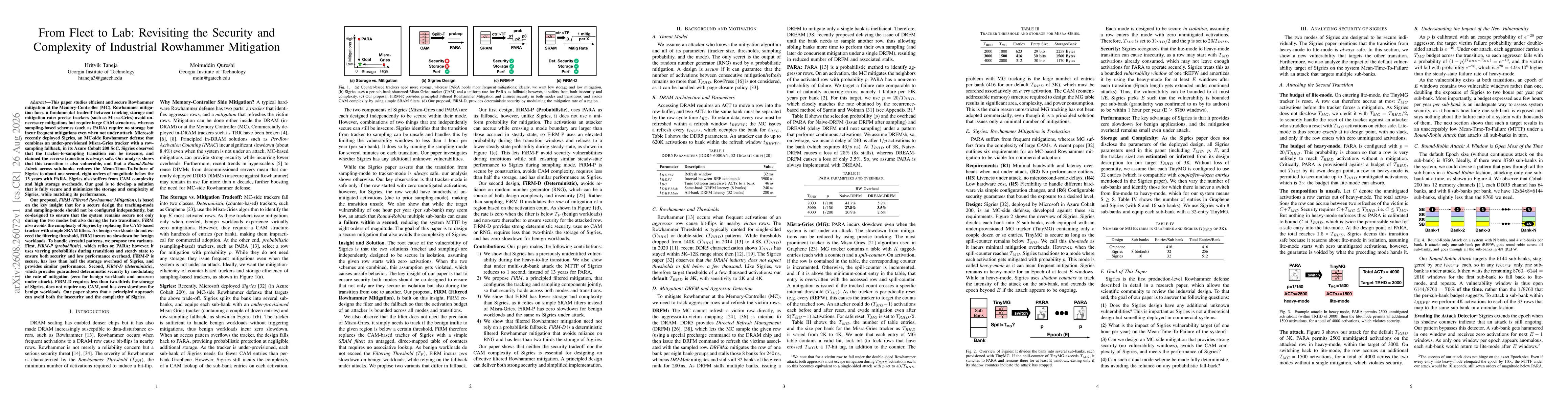 Thumbnail for From Fleet to Lab: Revisiting the Security and Complexity of Industrial Rowhammer Mitigation