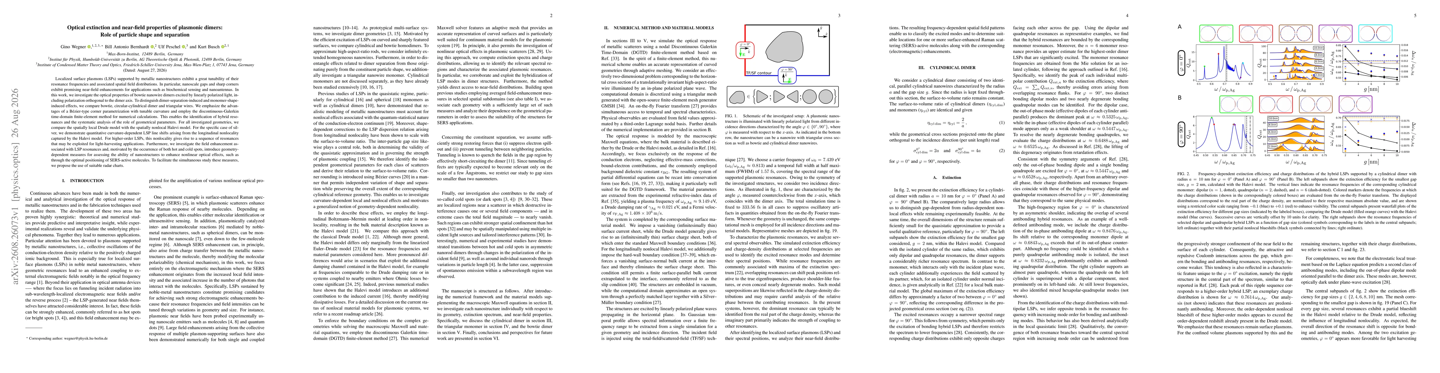Thumbnail for Optical extinction and near-field properties of plasmonic dimers: Role of particle shape and separation
