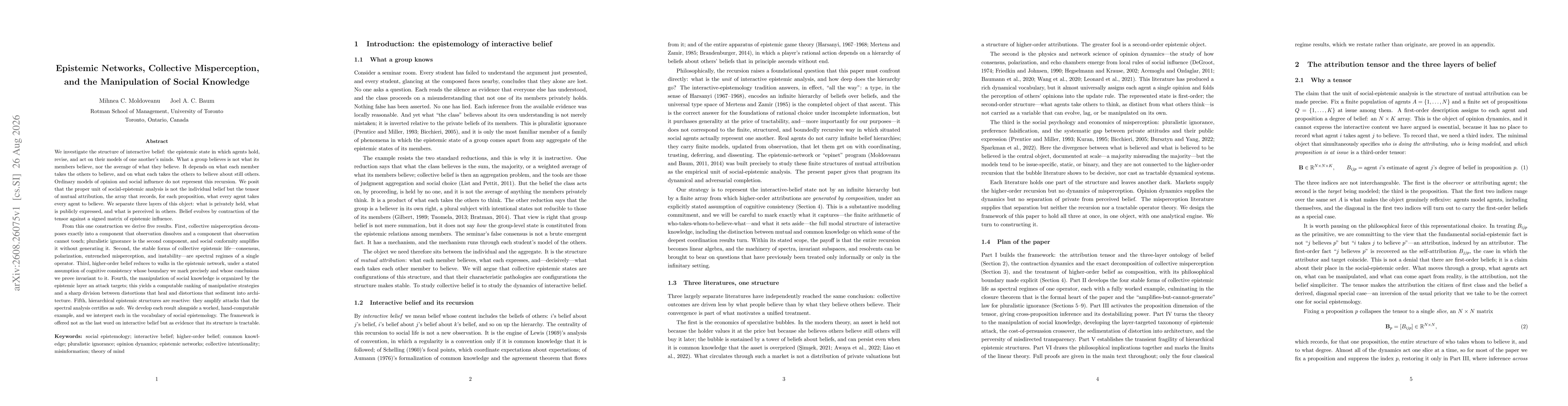 Thumbnail for Epistemic Networks, Collective Misperception, and the Manipulation of Social Knowledge