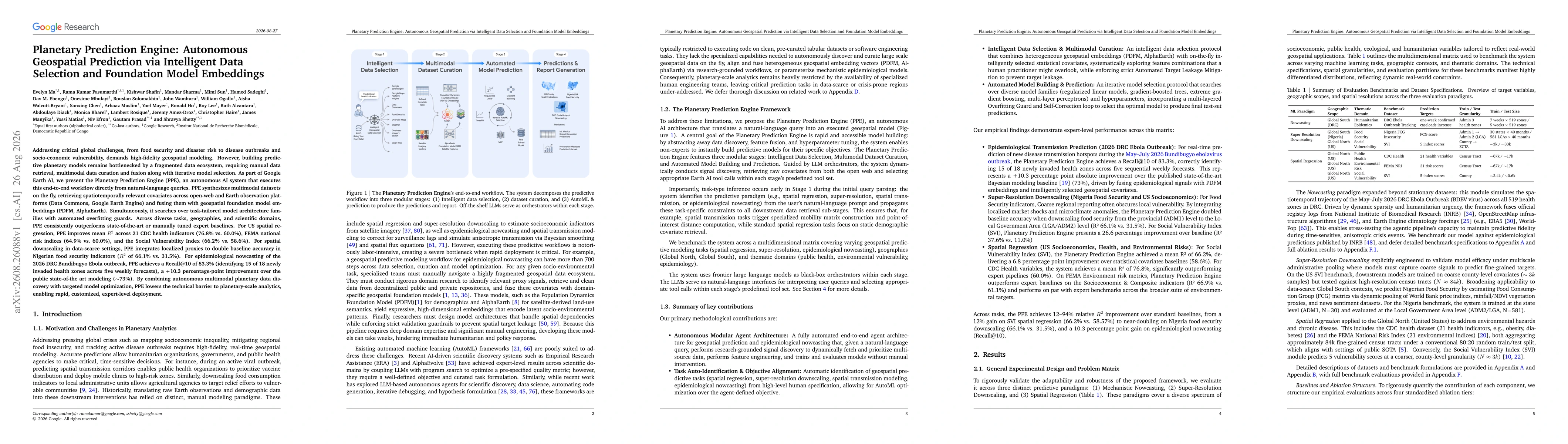 Thumbnail for Planetary Prediction Engine: Autonomous Geospatial Prediction via Intelligent Data Selection and Foundation Model Embeddings