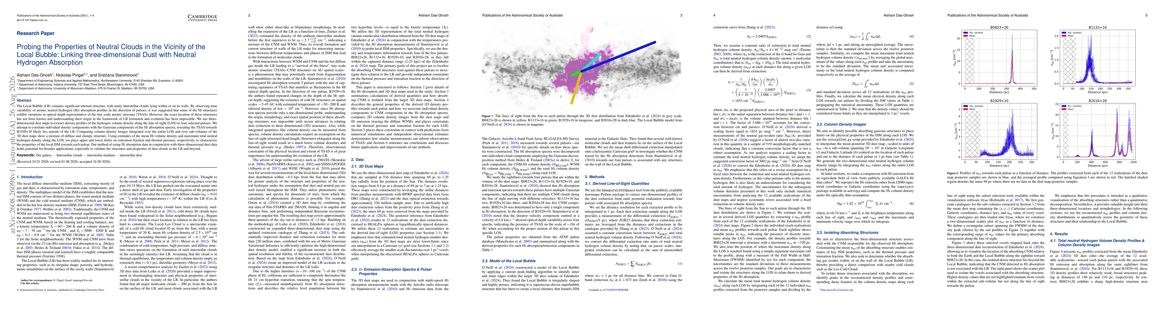 Thumbnail for Probing the Properties of Neutral Clouds in the Vicinity of the Local Bubble: Linking three-dimensional Dust with Neutral Hydrogen Absorption