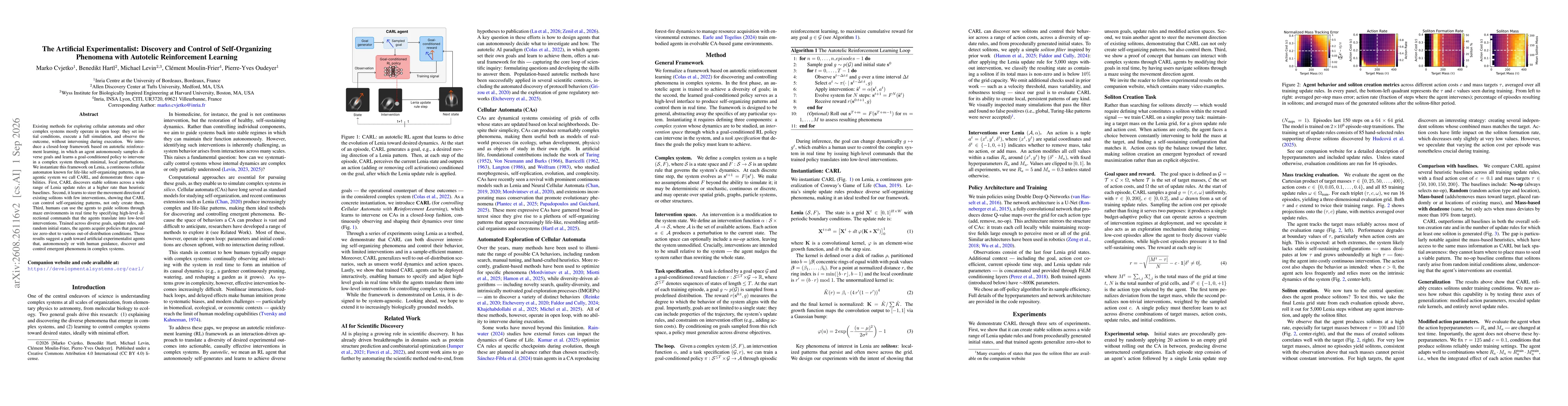 Thumbnail for The Artificial Experimentalist: Discovery and Control of Self-Organizing Phenomena with Autotelic Reinforcement Learning