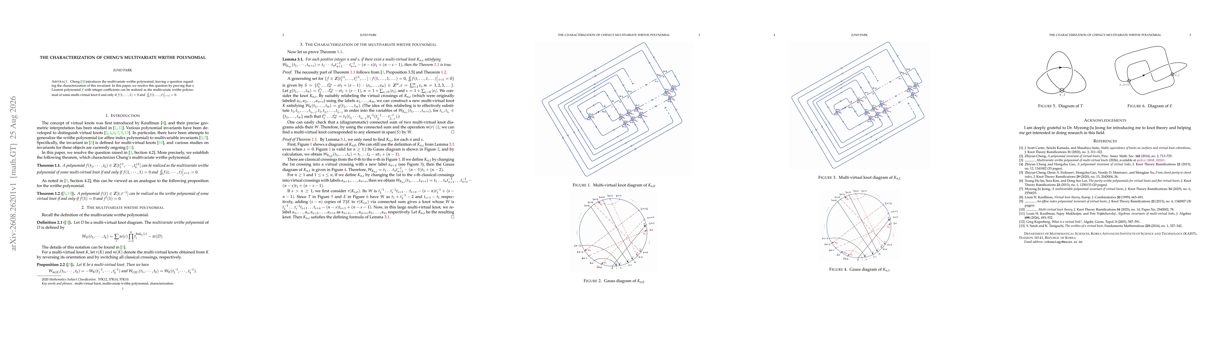 Thumbnail for The Characterization of Cheng's Multivariate Writhe Polynomial