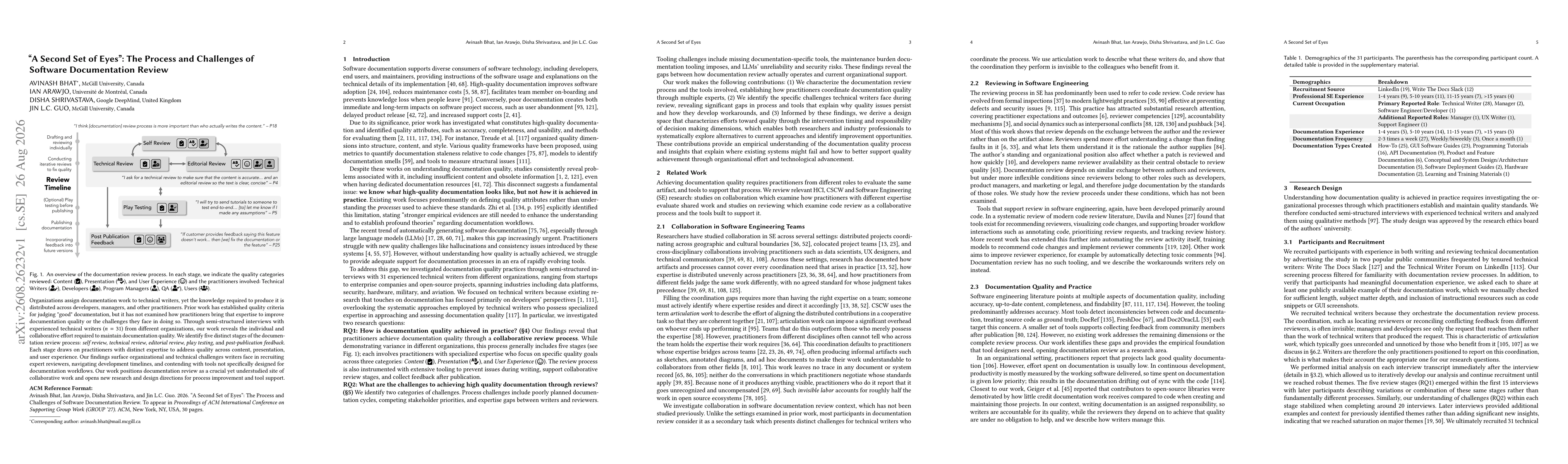 Thumbnail for "A Second Set of Eyes": The Process and Challenges of Software Documentation Review