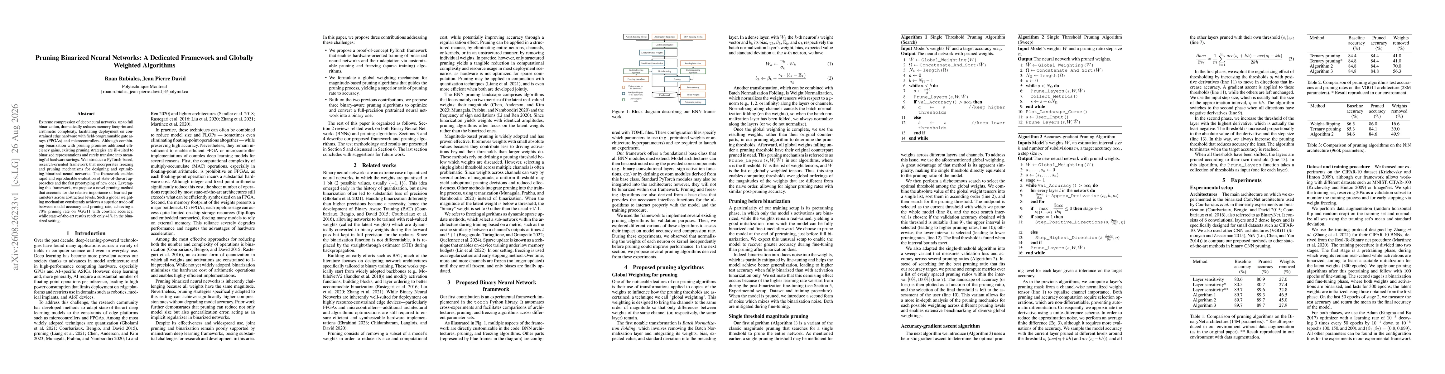Thumbnail for Pruning Binarized Neural Networks: A Dedicated Framework and Globally Weighted Algorithms