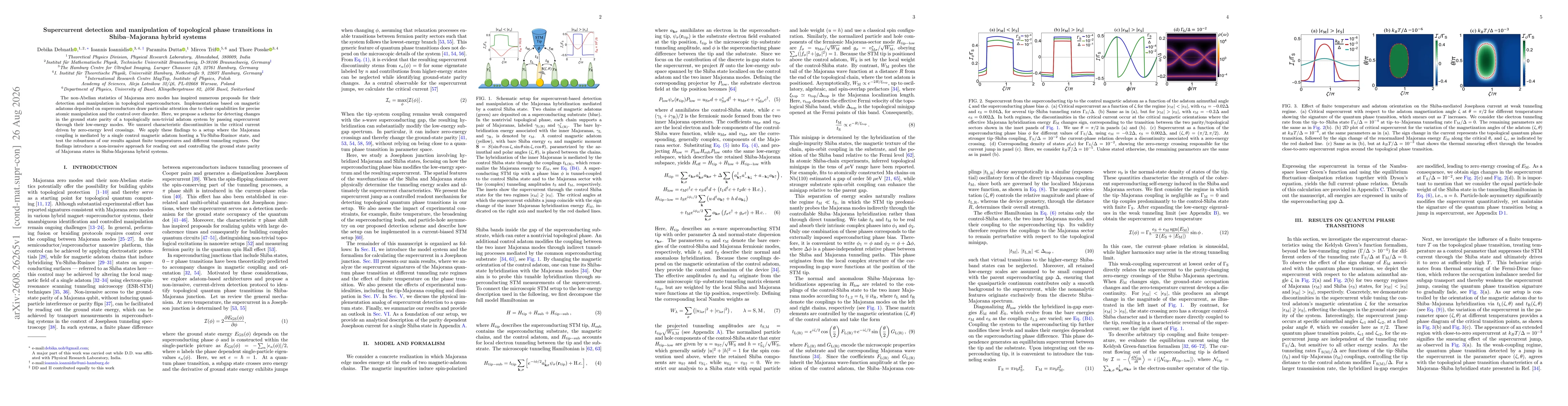 Thumbnail for Supercurrent detection and manipulation of topological phase transitions in Shiba-Majorana hybrid systems