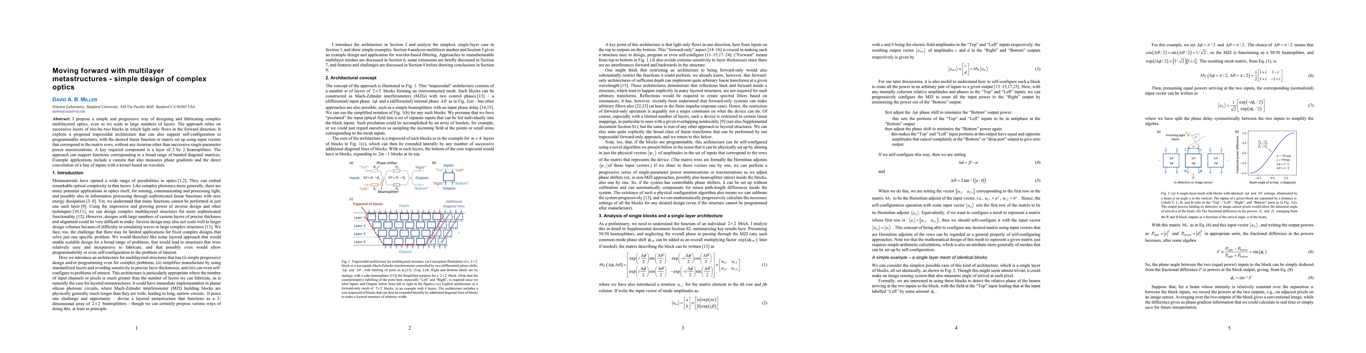 Thumbnail for Moving forward with multilayer metastructures - simple design of complex optics
