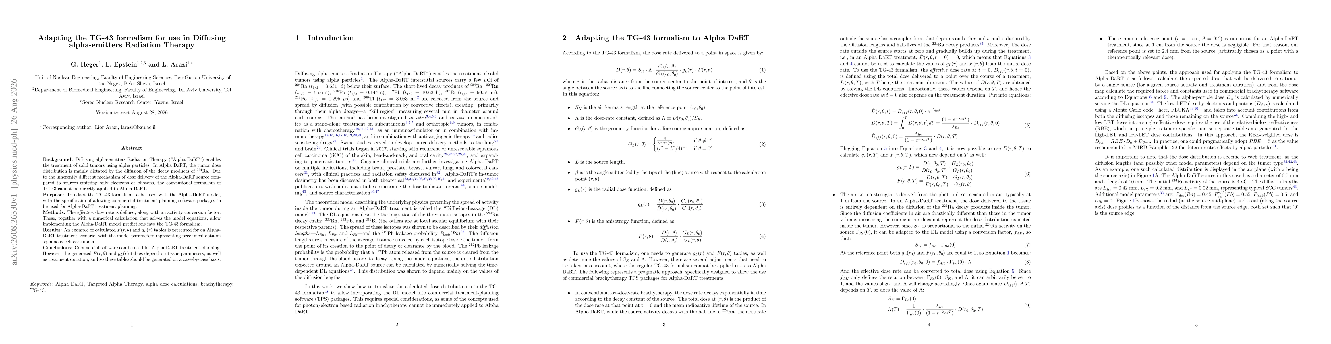 Thumbnail for Adapting the TG-43 formalism for use in Diffusing alpha-emitters Radiation Therapy
