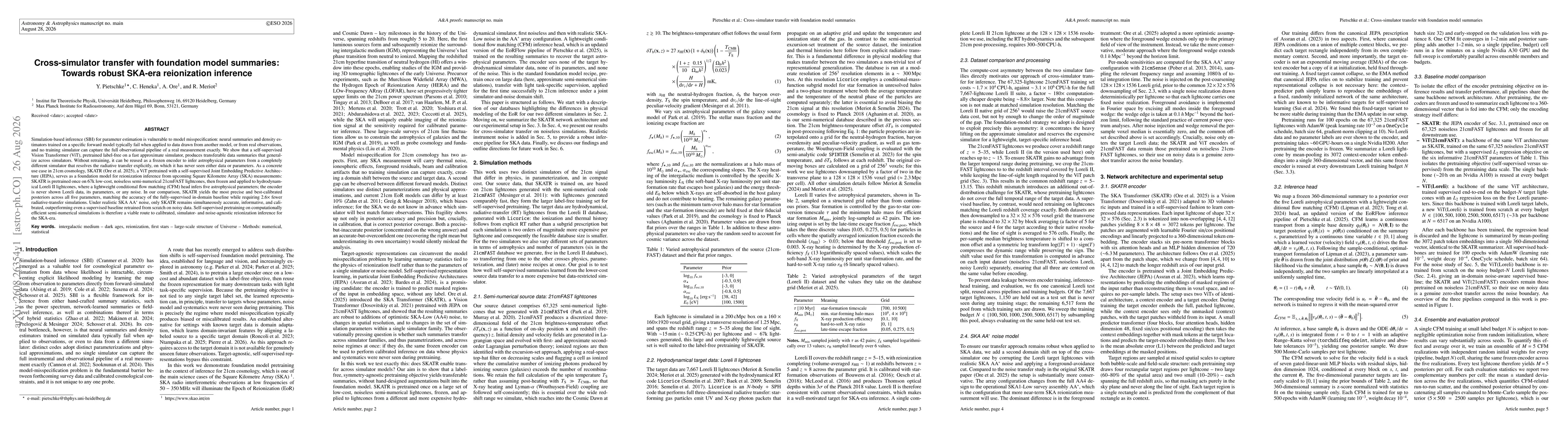 Thumbnail for Cross-simulator transfer with foundation model summaries: Towards robust SKA-era reionization inference