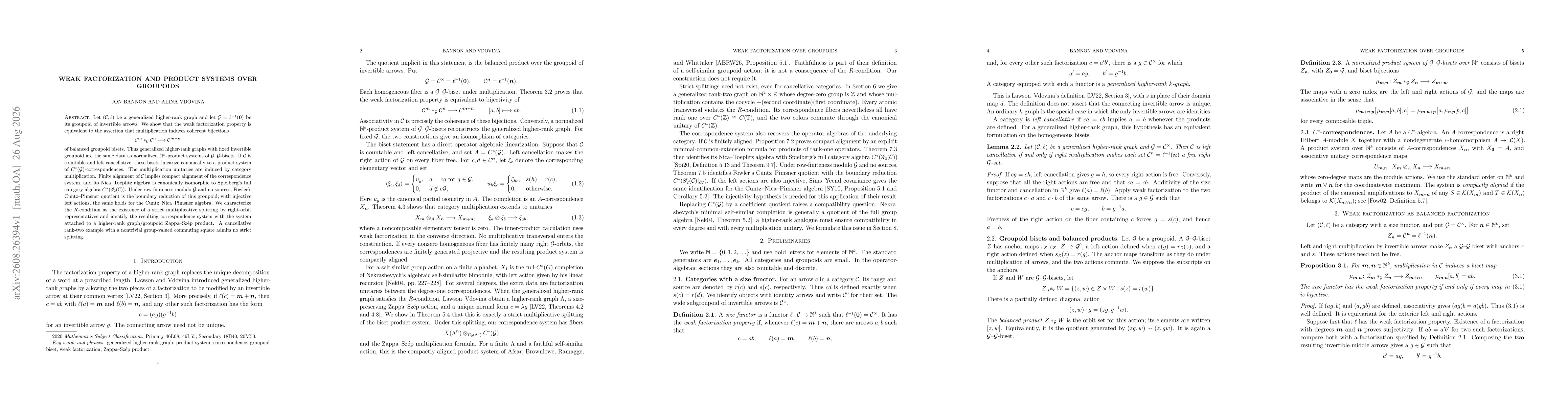 Thumbnail for Weak Factorization and Product Systems Over Groupoids
