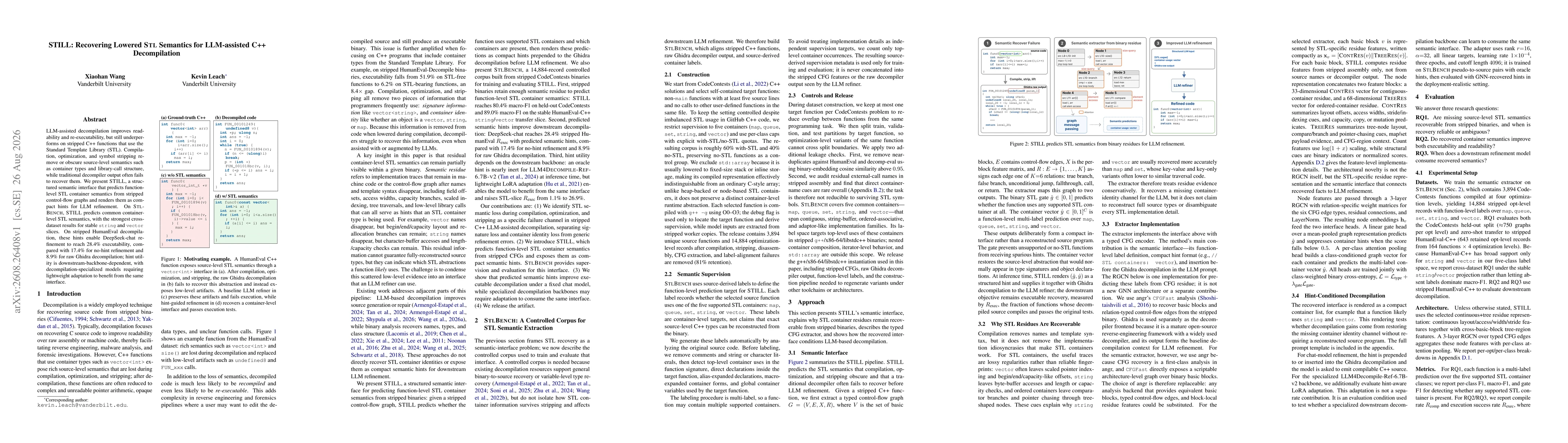 Thumbnail for STILL: Recovering Lowered STL Semantics for LLM-assisted C++ Decompilation