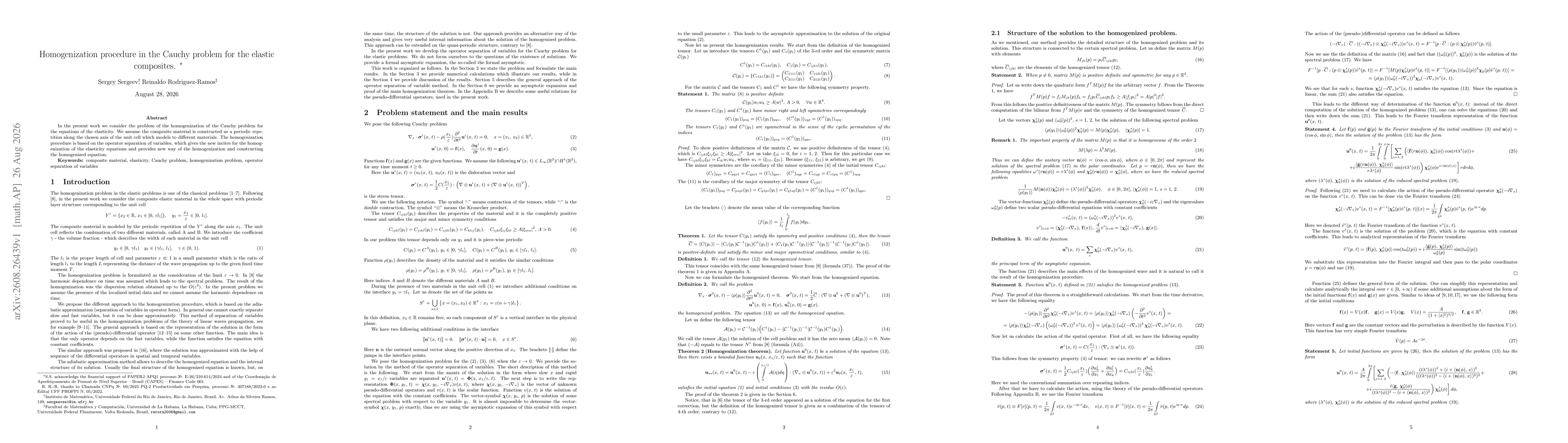 Thumbnail for Homogenization procedure in the Cauchy problem for the elastic composites