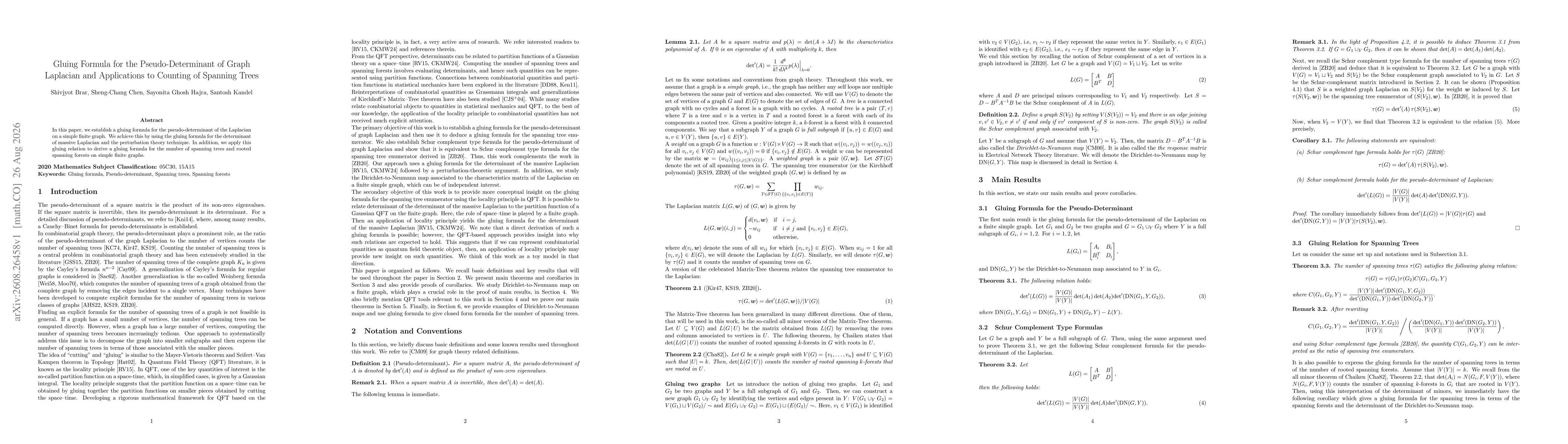 Thumbnail for Gluing Formula for the Pseudo-Determinant of Graph Laplacian and Applications to Counting of Spanning Trees