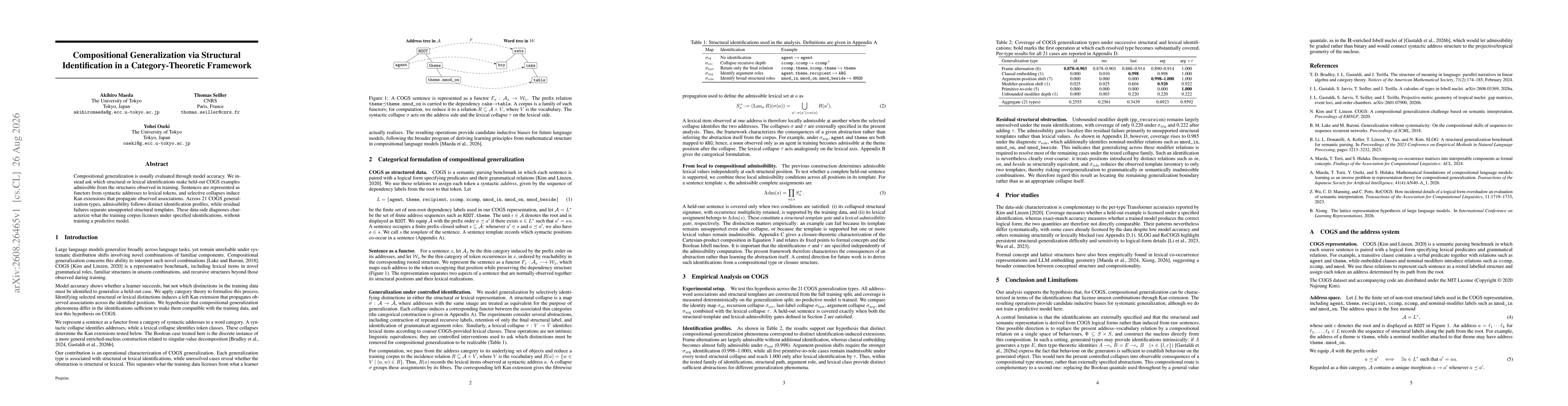 Thumbnail for Compositional Generalization via Structural Identification in a Category-Theoretic Framework