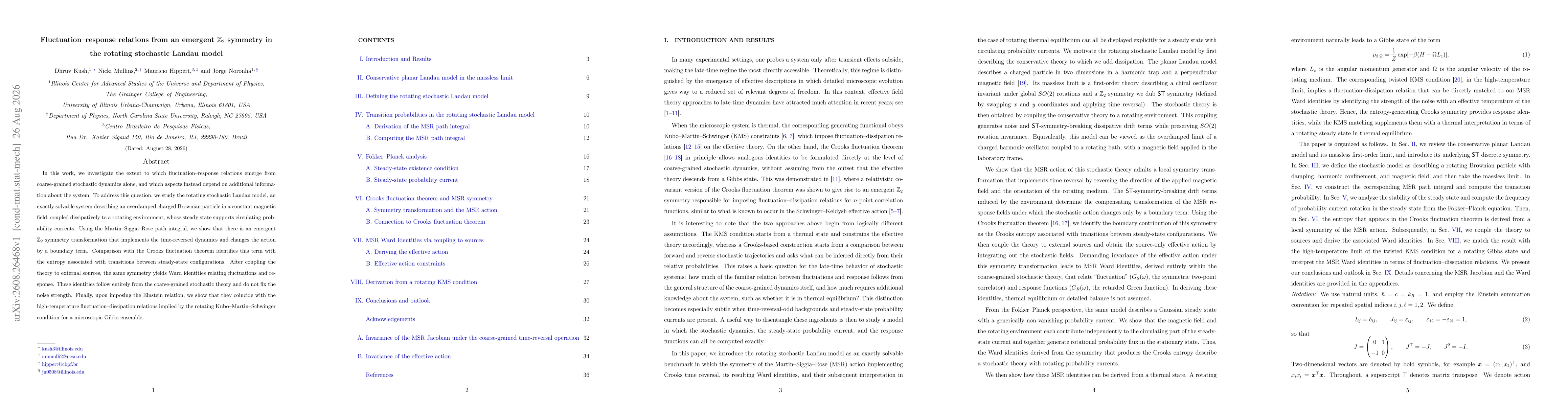 Thumbnail for Fluctuation--response relations from an emergent $\mathbb{Z}_2$ symmetry in the rotating stochastic Landau model