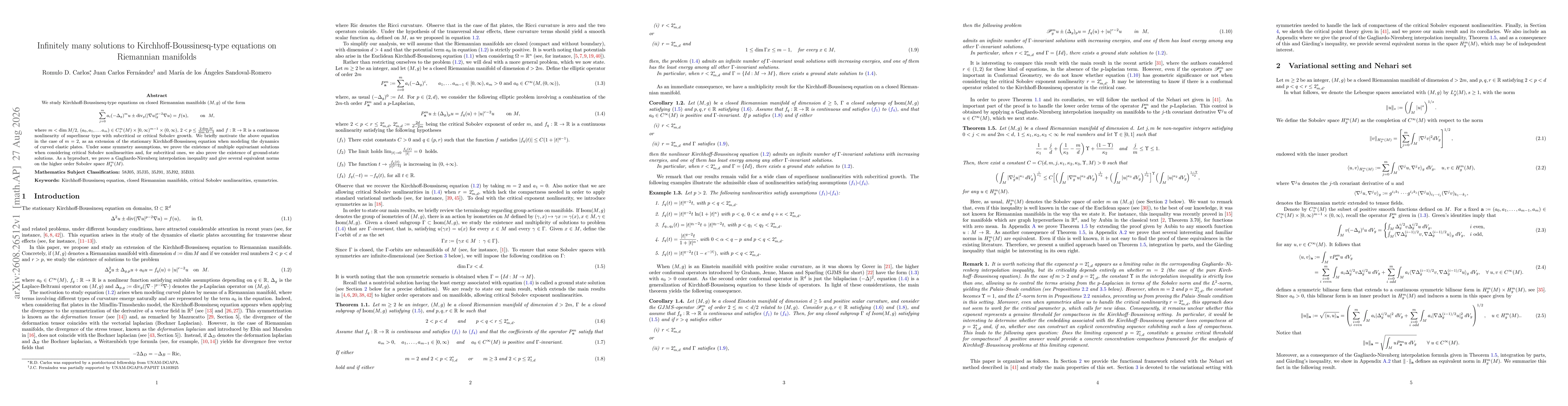 Thumbnail for Infinitely many solutions to Kirchhoff-Boussinesq-type equations on Riemannian manifolds