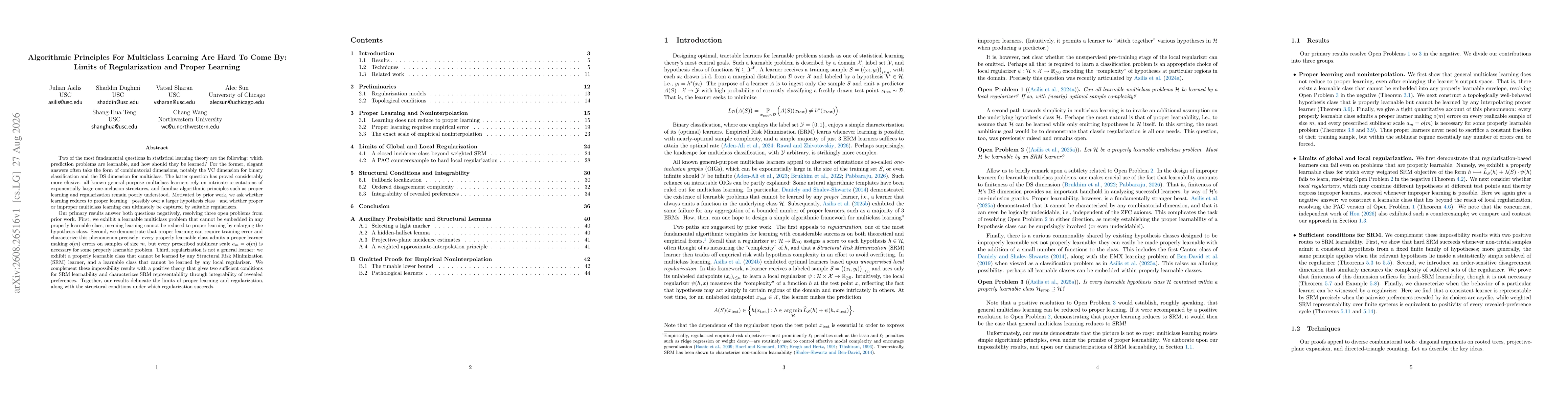 Thumbnail for Algorithmic Principles For Multiclass Learning Are Hard To Come By: Limits of Regularization and Proper Learning