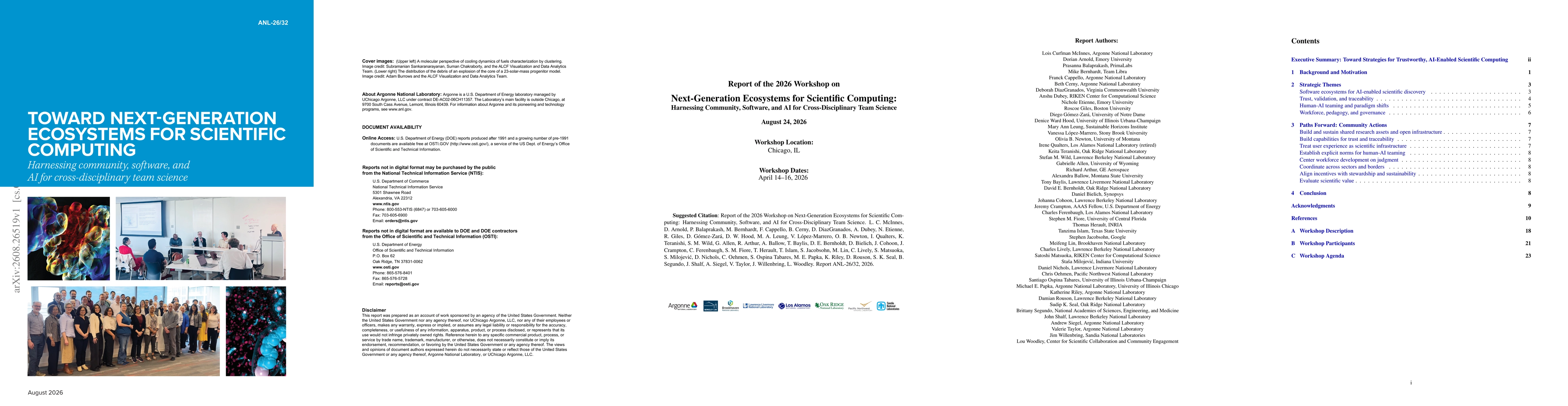 Thumbnail for Report of the 2026 Workshop on Next-Generation Ecosystems for Scientific Computing: Harnessing Community, Software, and AI for Cross-Disciplinary Team Science