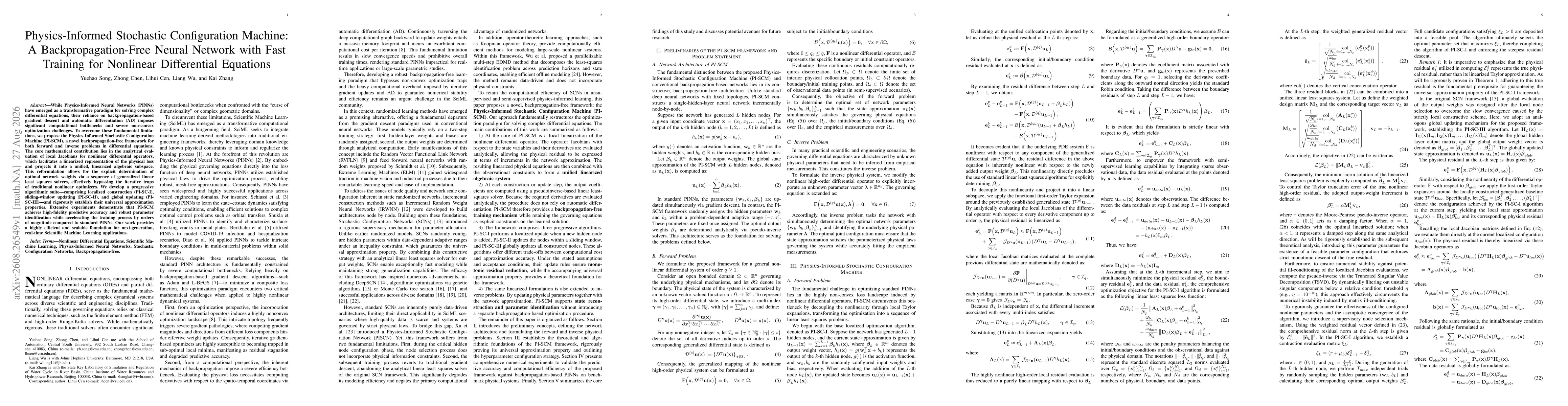 Thumbnail for Physics-Informed Stochastic Configuration Machine: A Backpropagation-Free Neural Network with Fast Training for Nonlinear Differential Equations