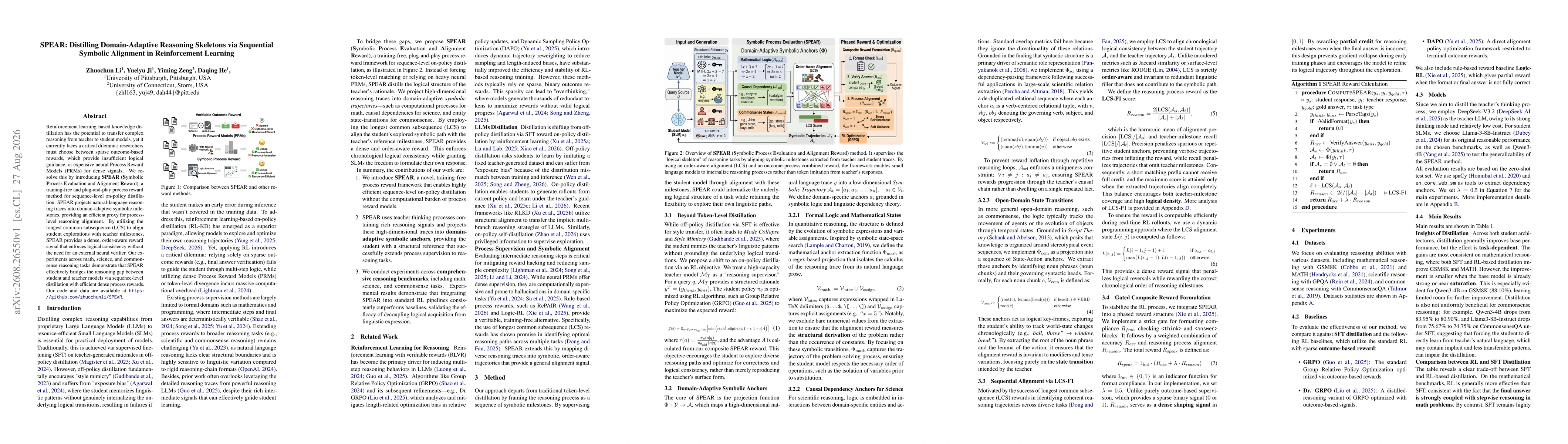 Thumbnail for SPEAR: Distilling Domain-Adaptive Reasoning Skeletons via Sequential Symbolic Alignment in Reinforcement Learning
