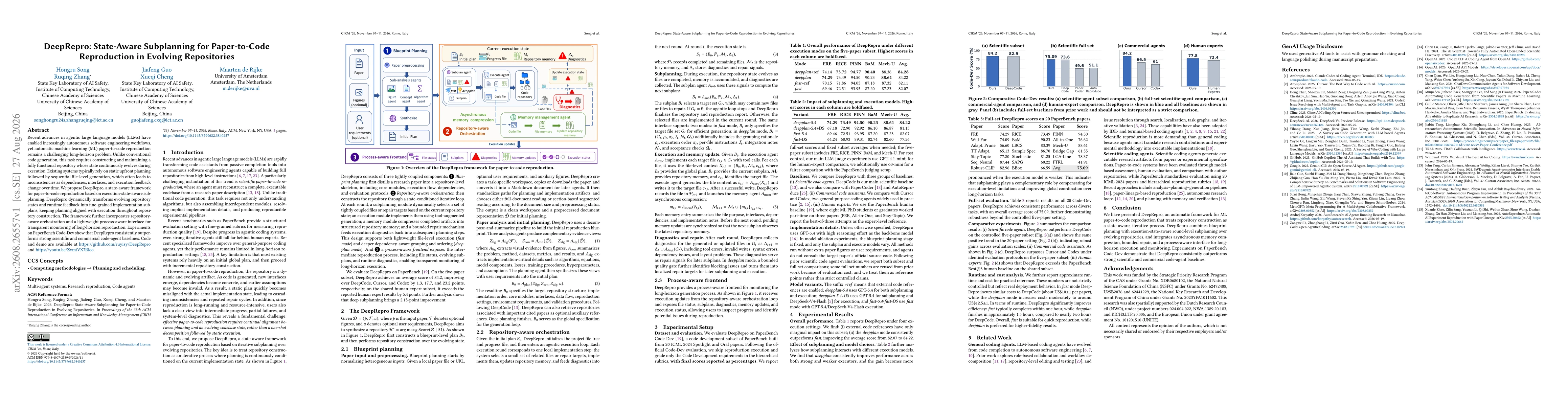 Thumbnail for DeepRepro: State-Aware Subplanning for Paper-to-Code Reproduction in Evolving Repositories