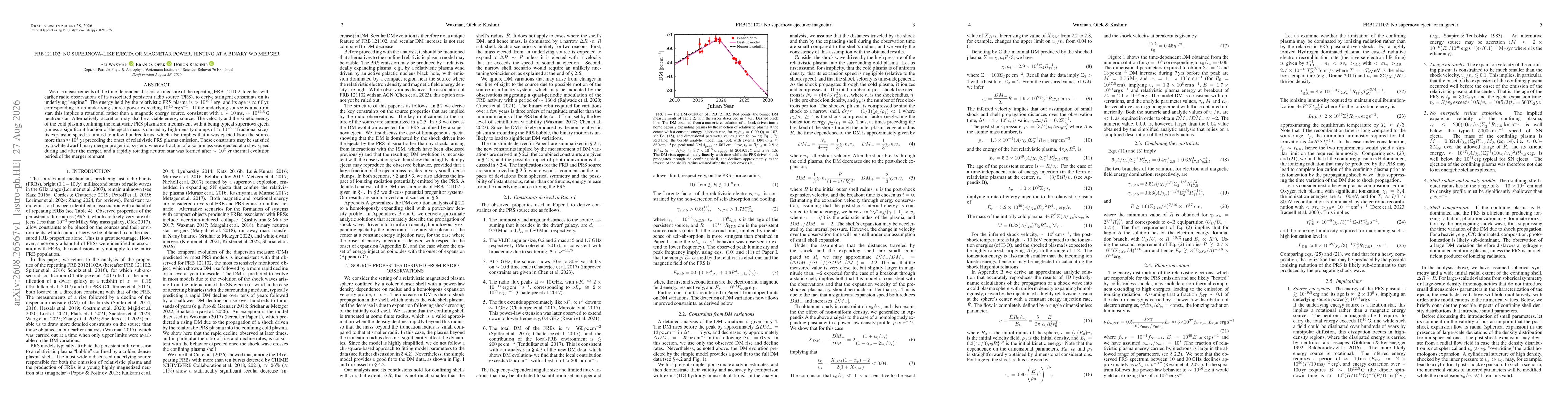 Thumbnail for FRB 121102: No supernova-like ejecta or magnetar power, hinting at a binary WD merger