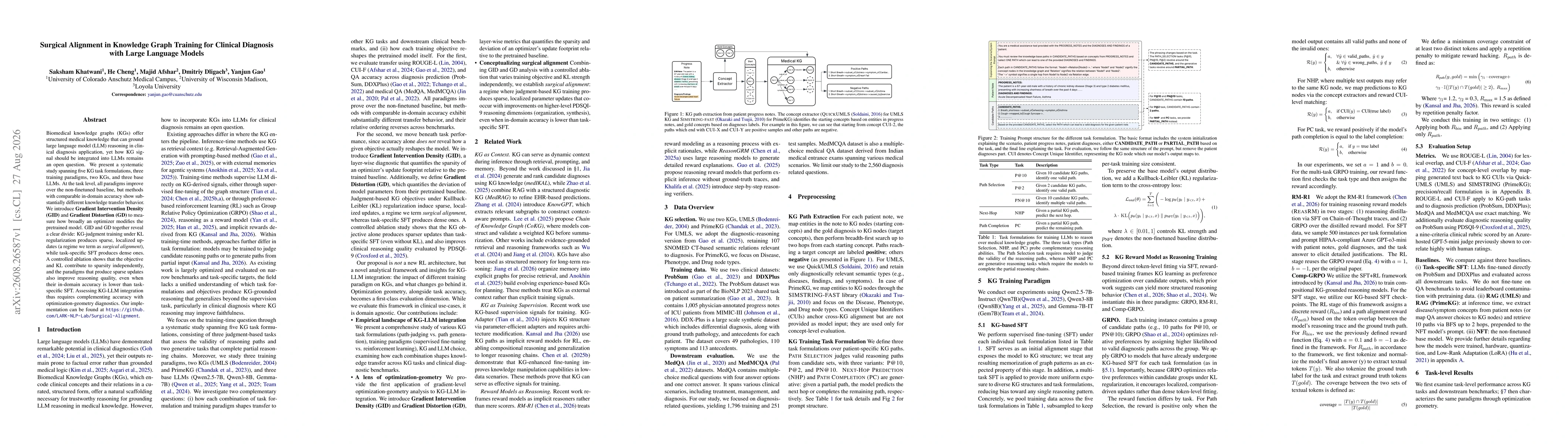 Thumbnail for Surgical Alignment in Knowledge Graph Training for Clinical Diagnosis with Large Language Models