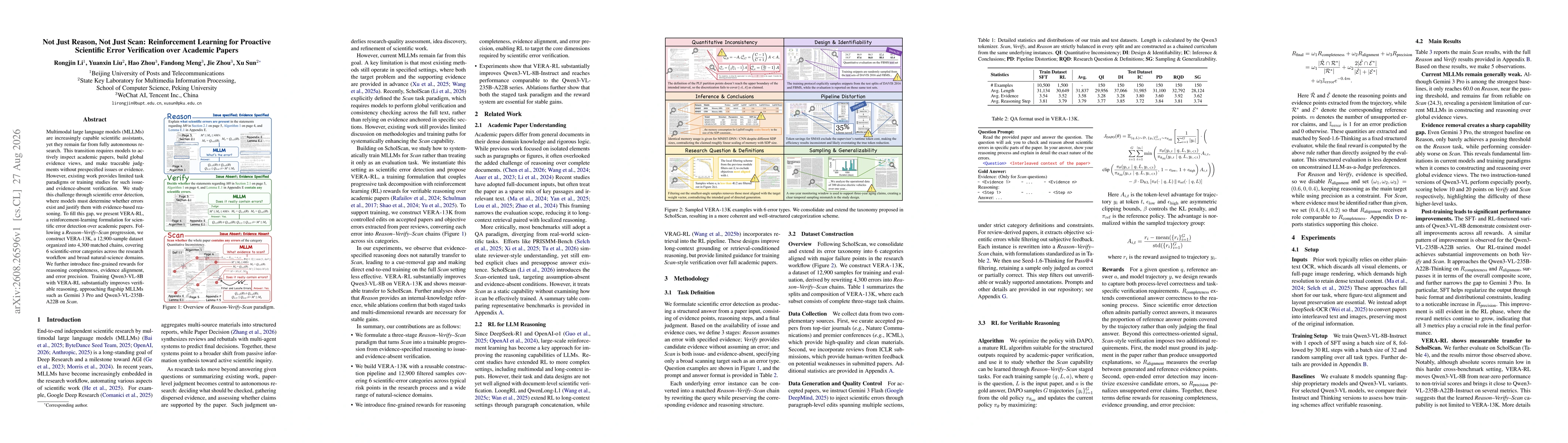 Thumbnail for Not Just Reason, Not Just Scan: Reinforcement Learning for Proactive Scientific Error Verification over Academic Paper