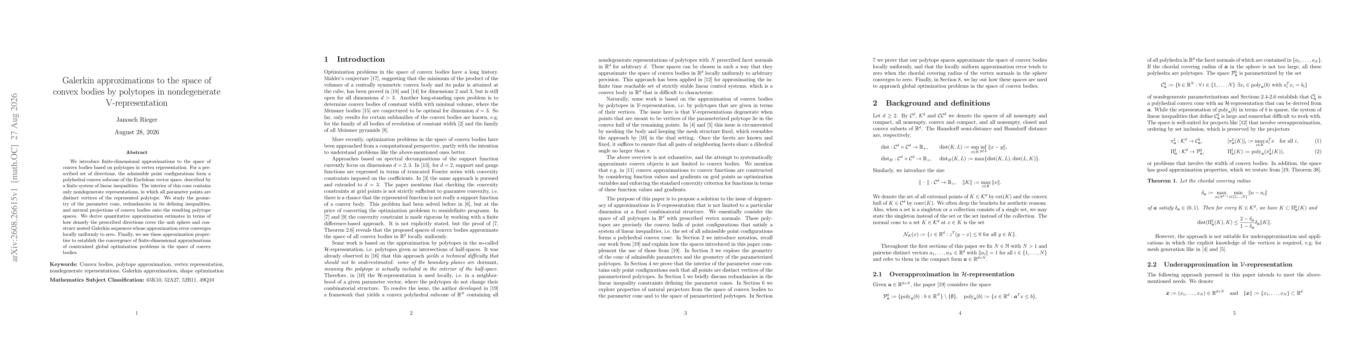 Thumbnail for Galerkin approximations to the space of convex bodies by polytopes in nondegenerate V-representation