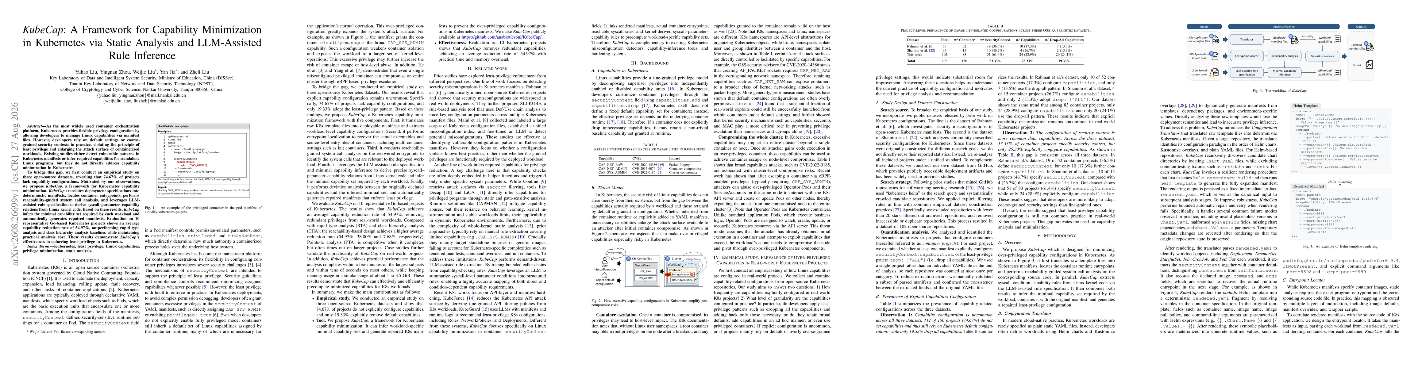 Thumbnail for KubeCap: A Framework for Capability Minimization in Kubernetes via Static Analysis and LLM-Assisted Rule Inference