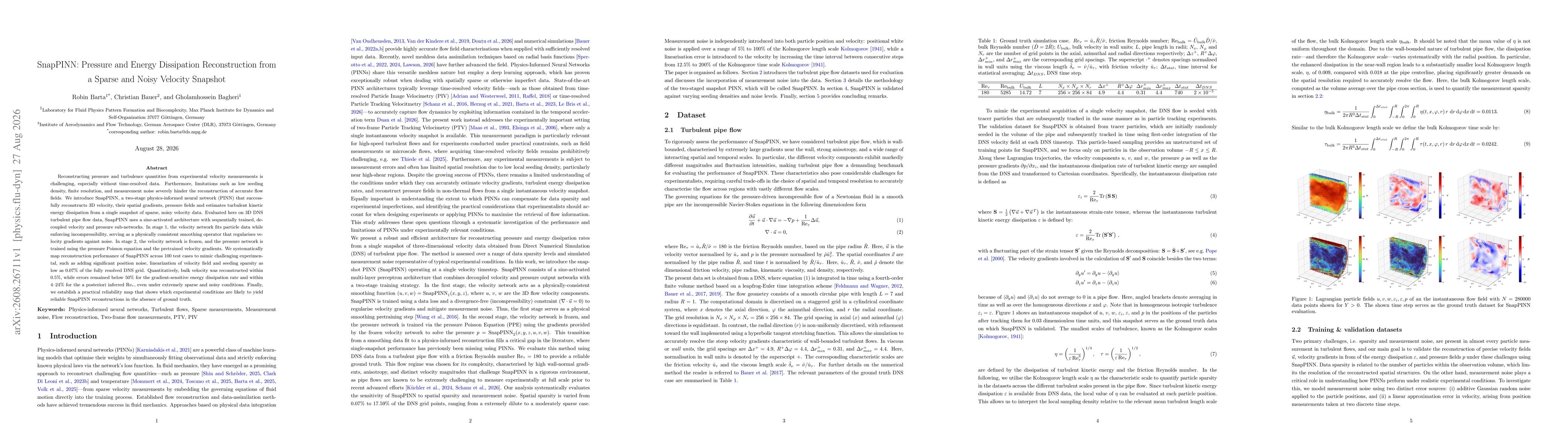Thumbnail for SnapPINN: Pressure and Energy Dissipation Reconstruction from a Sparse and Noisy Velocity Snapshot