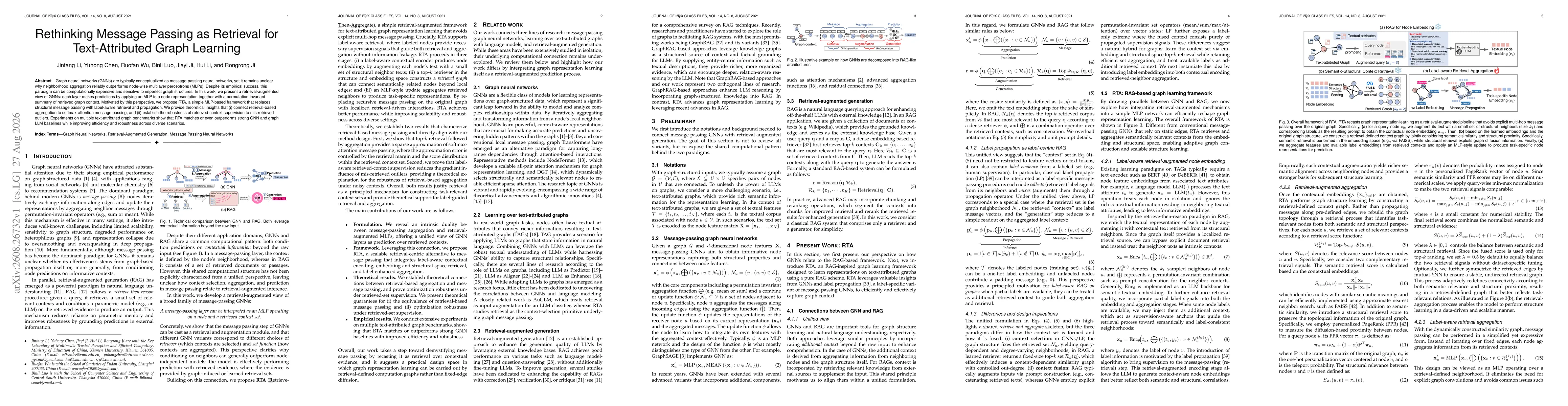 Thumbnail for Rethinking Message Passing as Retrieval for Text-Attributed Graph Learning
