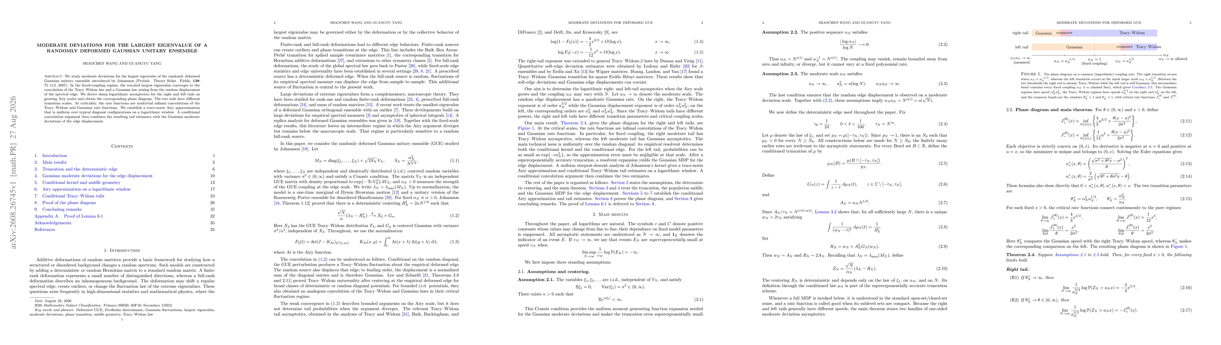 Thumbnail for Moderate Deviations for the Largest Eigenvalue of a Randomly Deformed Gaussian Unitary Ensemble