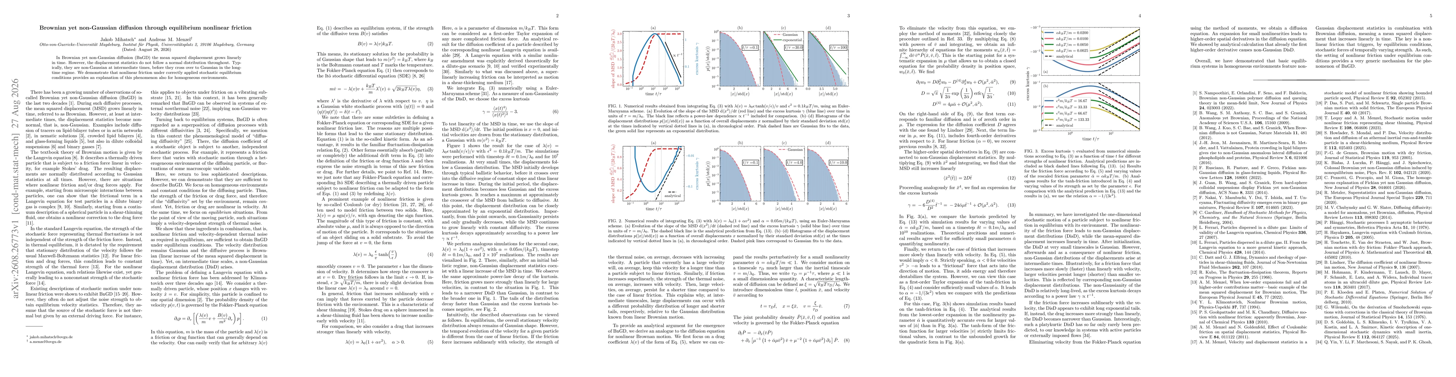 Thumbnail for Brownian yet non-Gaussian diffusion through equilibrium nonlinear friction