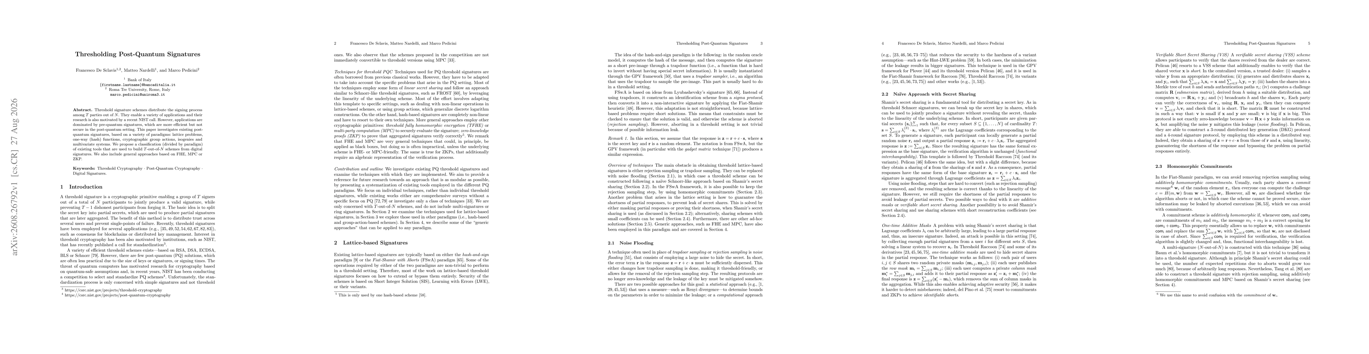 Thumbnail for Thresholding Post-Quantum Signatures