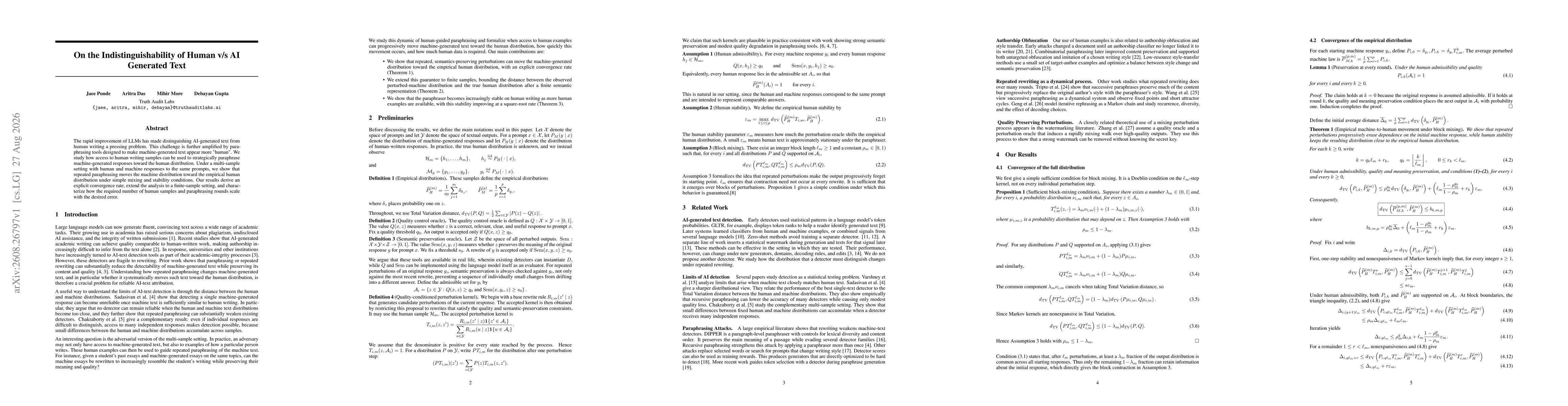 Thumbnail for On the Indistinguishability of Human v/s AI Generated Text