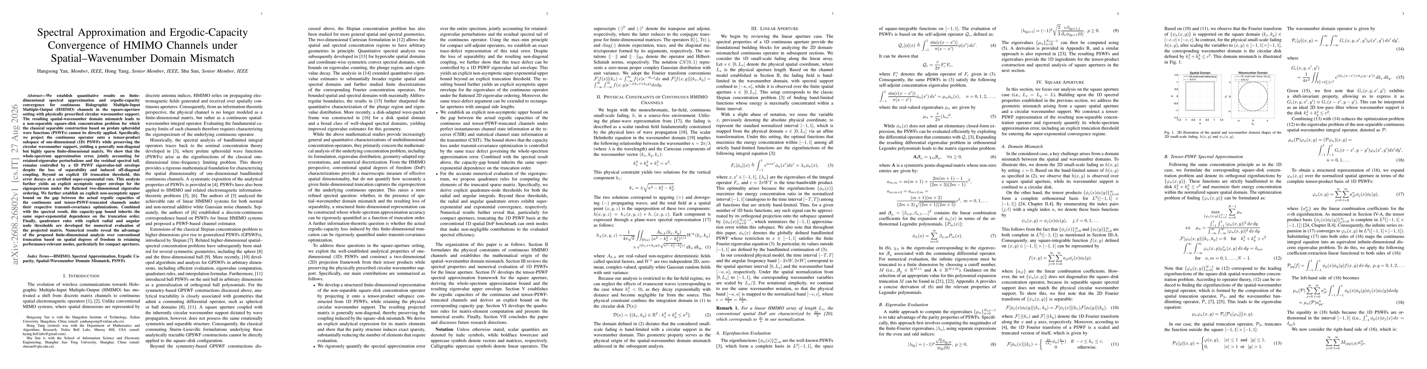Thumbnail for Spectral Approximation and Ergodic-Capacity Convergence of HMIMO Channels under Spatial-Wavenumber Domain Mismatch