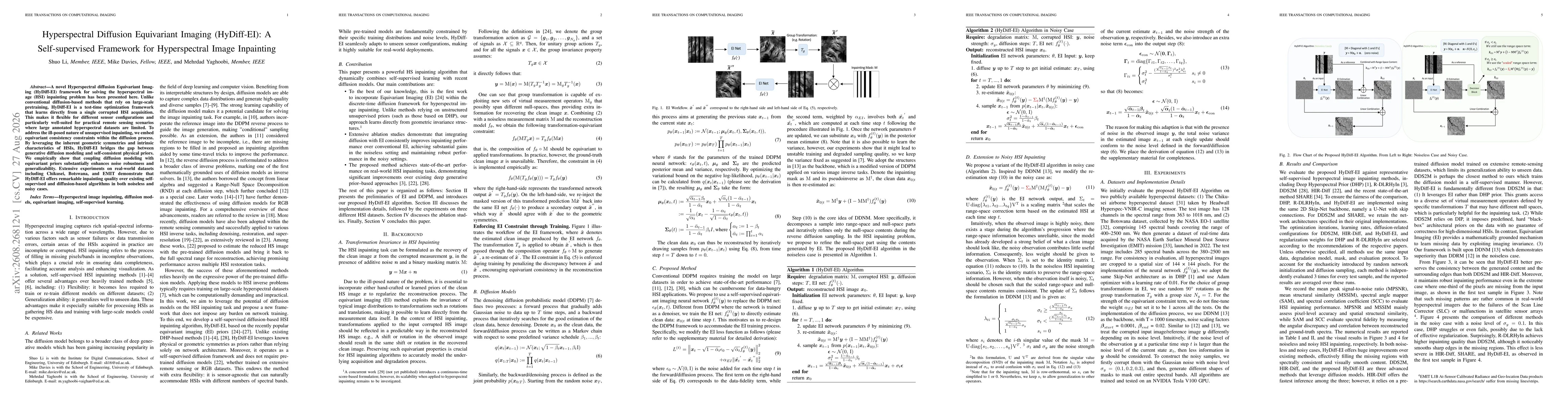 Thumbnail for Hyperspectral Diffusion Equivariant Imaging (HyDiff-EI): A Self-supervised Framework for Hyperspectral Image Inpainting
