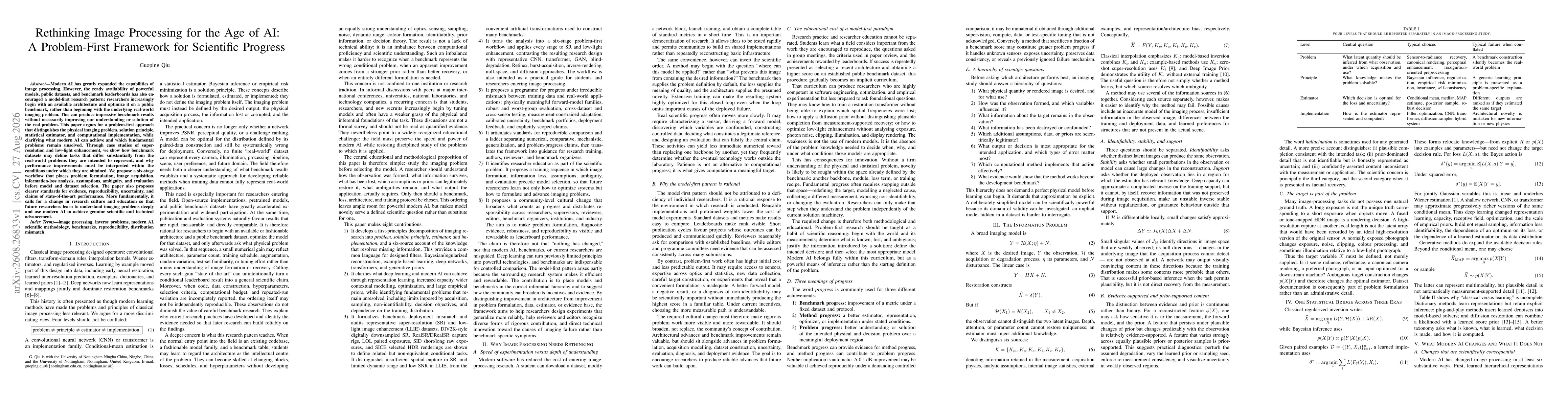 Thumbnail for Rethinking Image Processing for the Age of AI: A Problem-First Framework for Scientific Progress