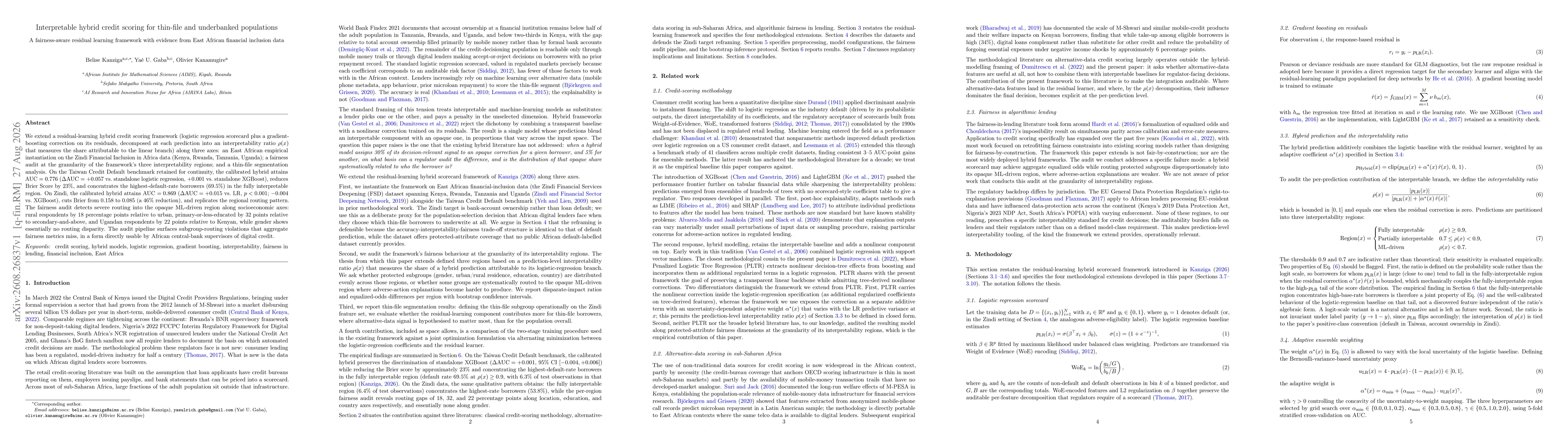 Thumbnail for Interpretable hybrid credit scoring for thin-file and underbanked populations