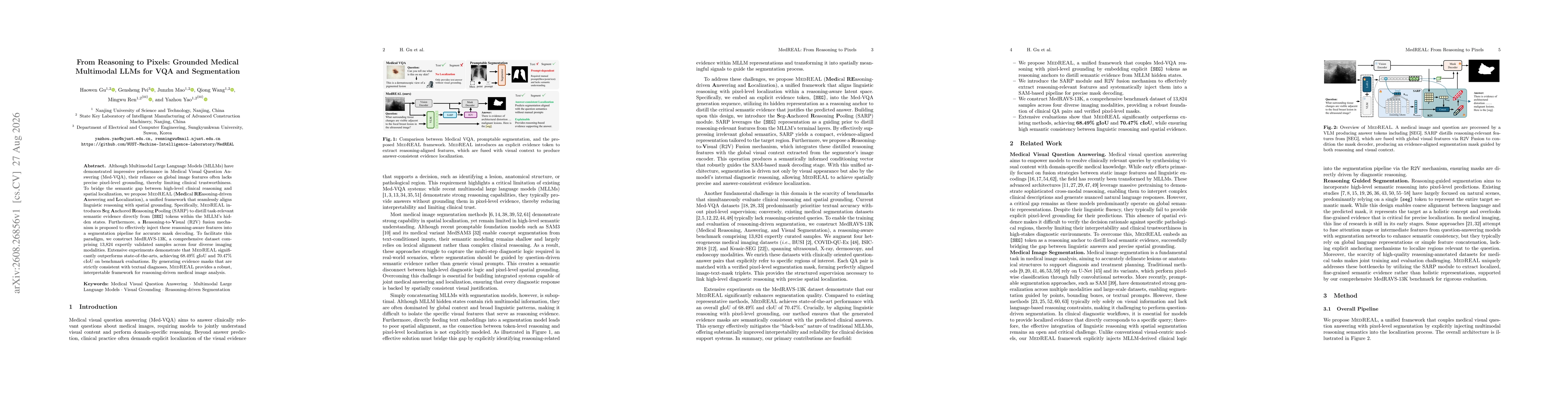Thumbnail for From Reasoning to Pixels: Grounded Medical Multimodal LLMs for VQA and Segmentation